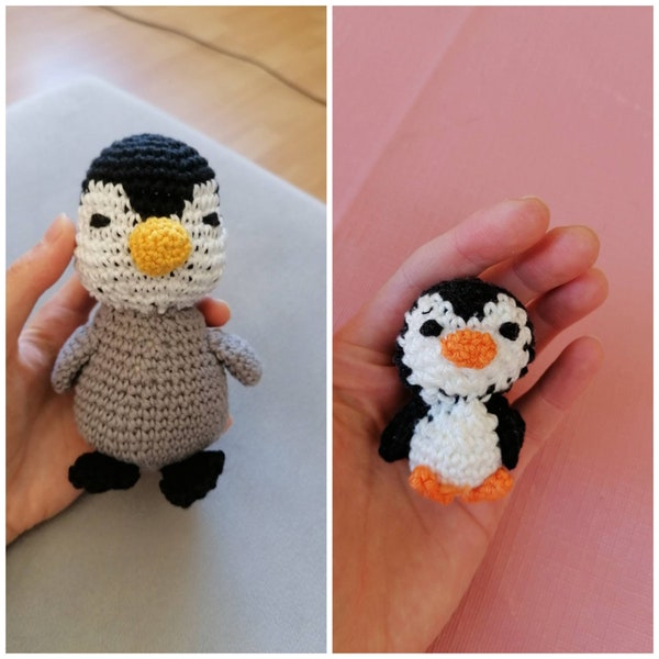 Kuscheltier Pinguin gehäkelt, auch als Spielzeug und Anhänger geeignet (klein und groß)