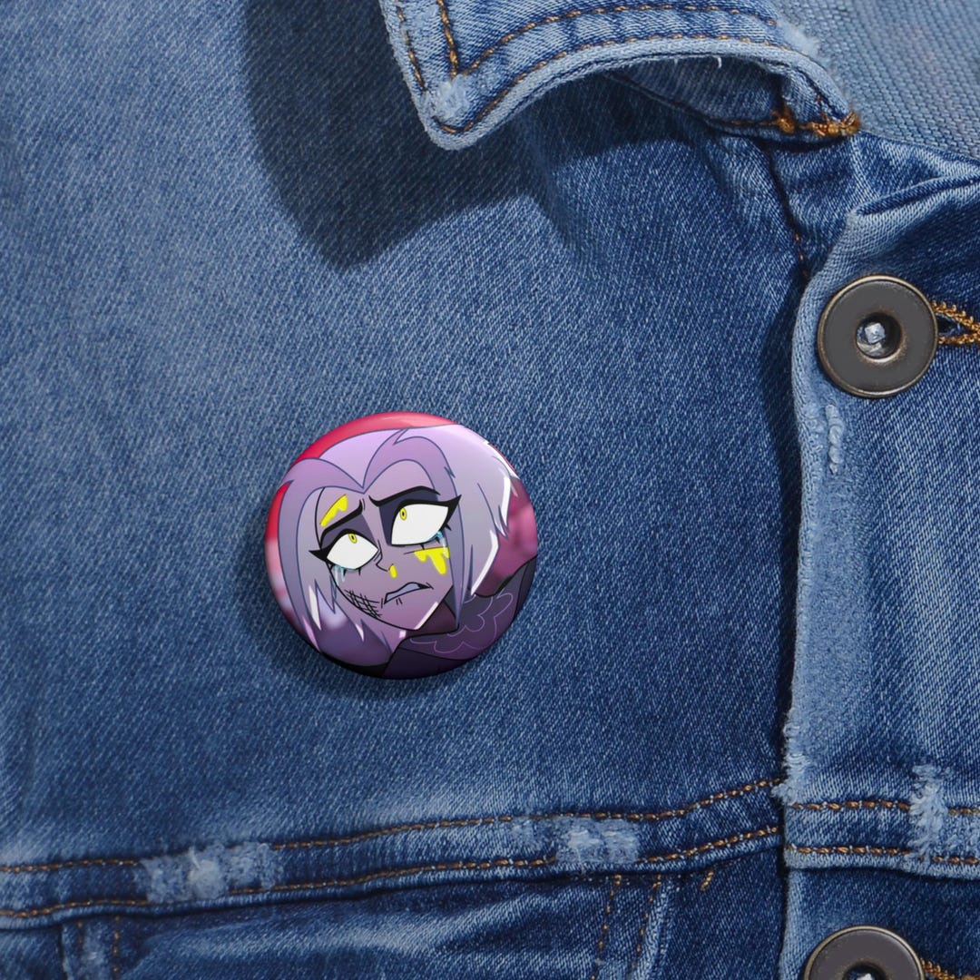 Hazbin Hotel Lute Sad Purple Demon Girl Pin Button | Custom Pin Buttons ...