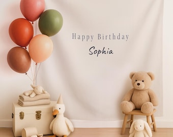 Personalized Baby Name Birthday Banner for 1st 2nd 3rd Party Decorations Custom Age Garland Sign High Chair Photo Prop Backdrop