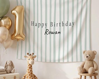 Personalized Birthday Banner, Custom Name Banner, Sage Green Birthday Decor, Golf Birthday Party, Jungle Safari Backdrop