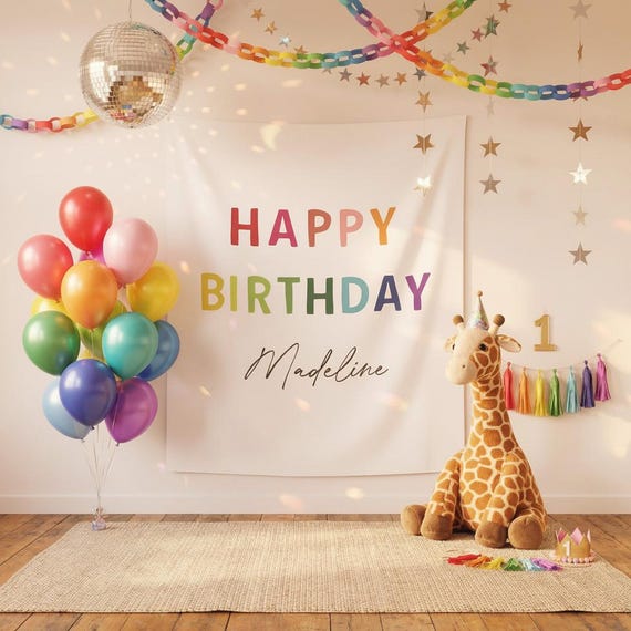 Colorful Maximalist Birthday Banner | Whimsical Party Decor | Dopamine Decor Play Haus Theme | Vibrant Rainbow Birthday Sign for All Ages