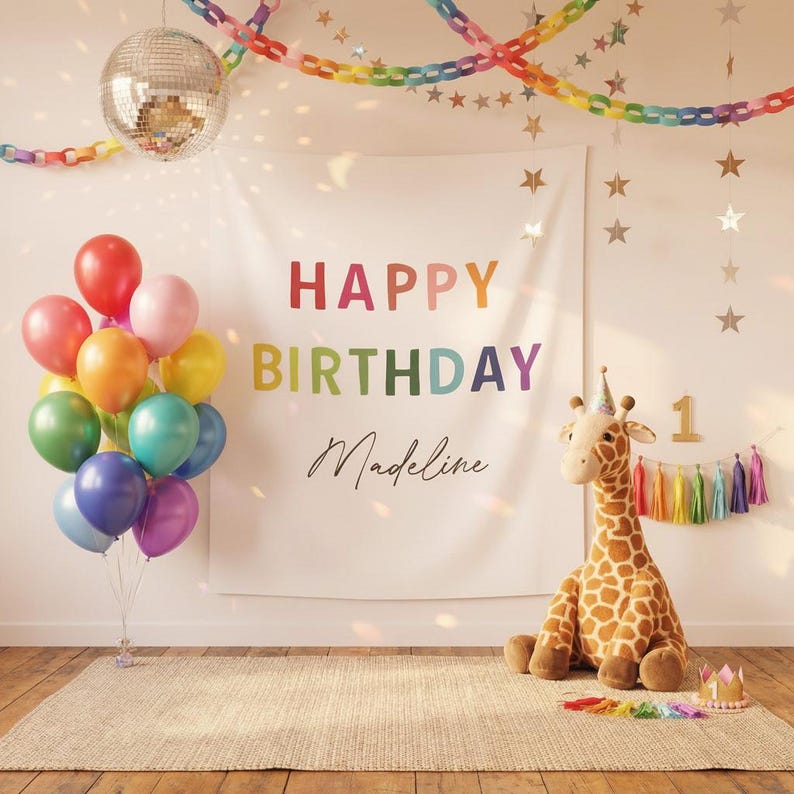 Colorful Maximalist Birthday Banner | Whimsical Party Decor | Dopamine Decor Play Haus Theme | Vibrant Rainbow Birthday Sign for All Ages