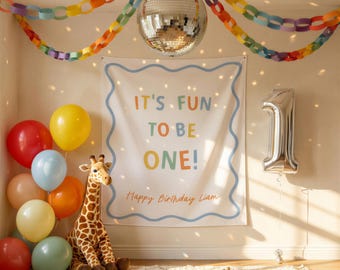 Fun To Be One Banner, It's Fun To Be One Birthday Banner, First Birthday Party Decor, One Year Old Banner, High Chair Sign