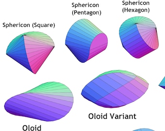 Geometry Pack 5 -  PDF SVG DIY Papercraft patterns for Oloid, Sphericon, Parabolicon and Steinmetz geometric solids