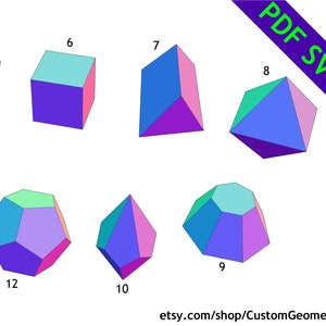 ジオメトリ パック 1 - 10 個の基本的な幾何学的立体、形状の PDF SVG DIY ペーパークラフト パターン