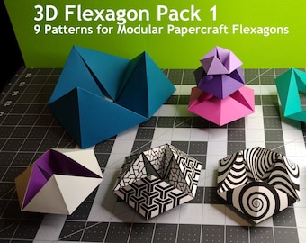 3D Flexagon Pack 1 - Infinity Fidget speelgoed - PDF SVG DIY Papercraft Patroon