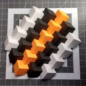 Tile Tessellation Pack 1 - The Cube - 3D Installation Acoustic Wall Panel - PDF SVG DIY Papercraft Pattern