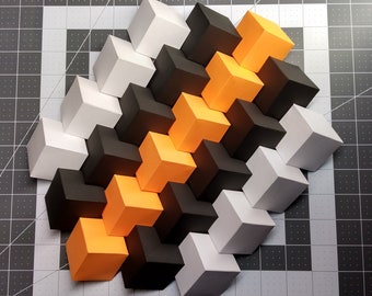 Tile Tessellation Pack 1 - The Cube - 3D Installation Acoustic Wall Panel - PDF SVG DIY Papercraft Pattern