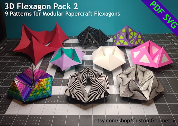 3D Flexagon Pack 2 Infinity Fidget jouets PDF SVG motif papercraft DIY Etsy France
