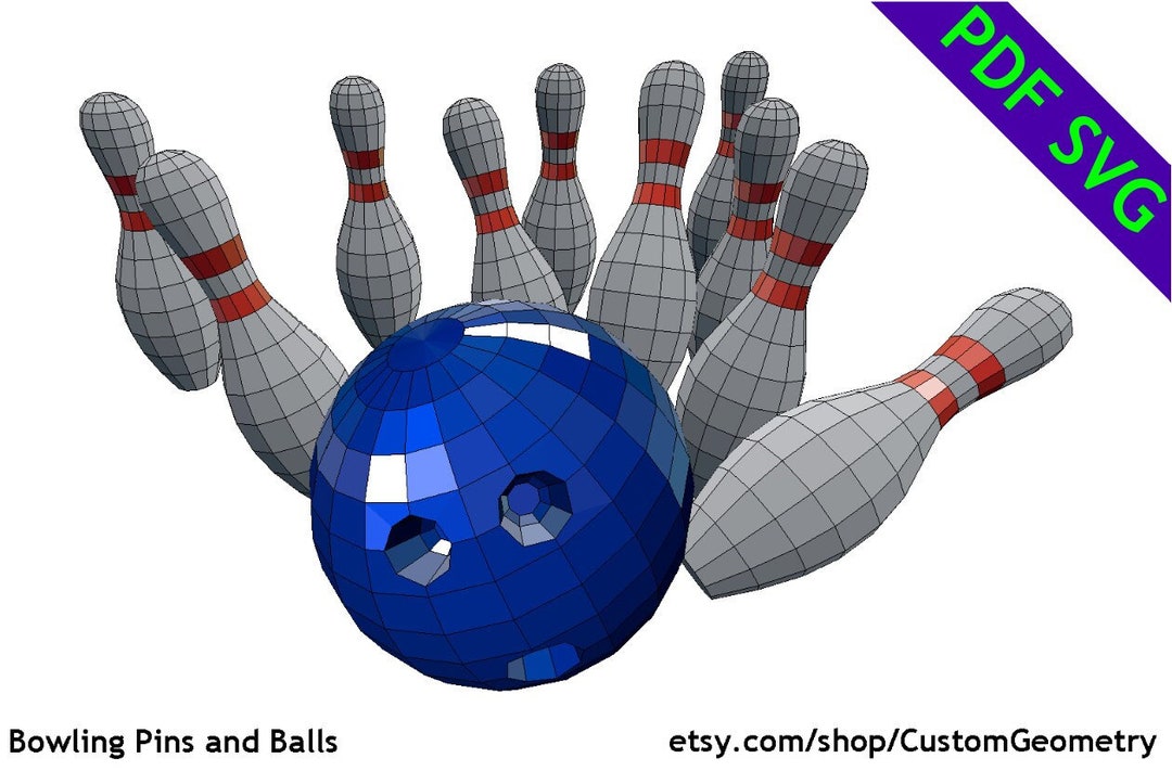 3D Bowling Pins and Balls Set PDF SVG DIY Papercraft Patterns for Decor Etsy