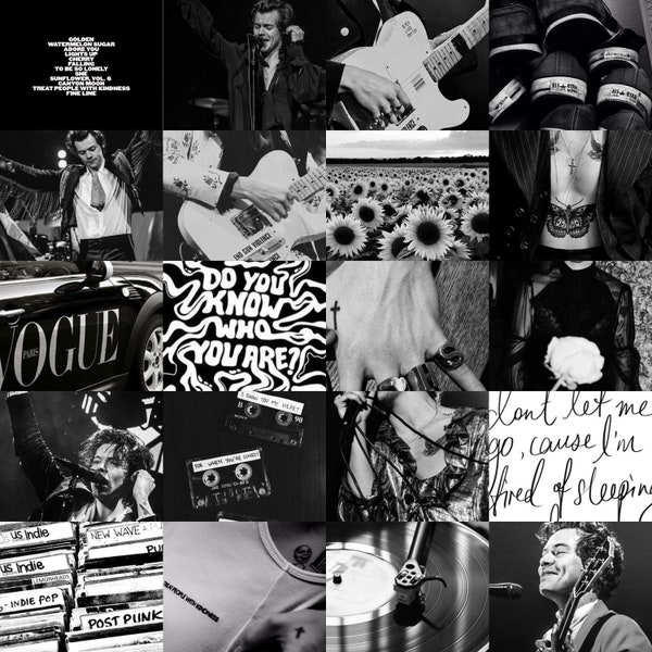 Harry Styles Printed Black & White Wall Collage Kit (46 Physical Photo Prints)