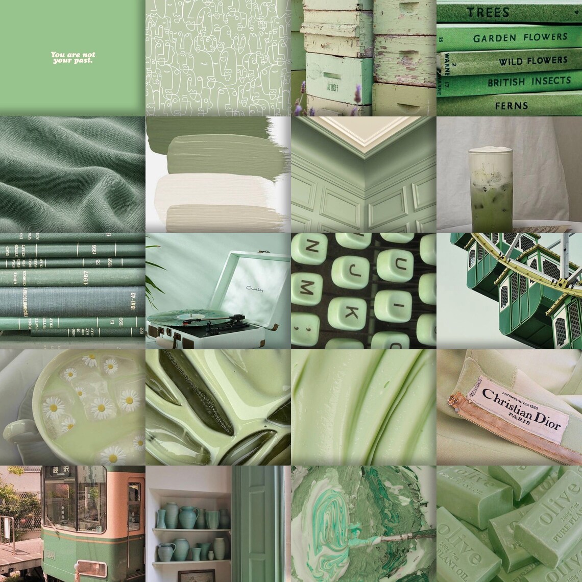 Matcha Green Aesthetic Wall Collage Maker Kit 50 Images Included Etsy