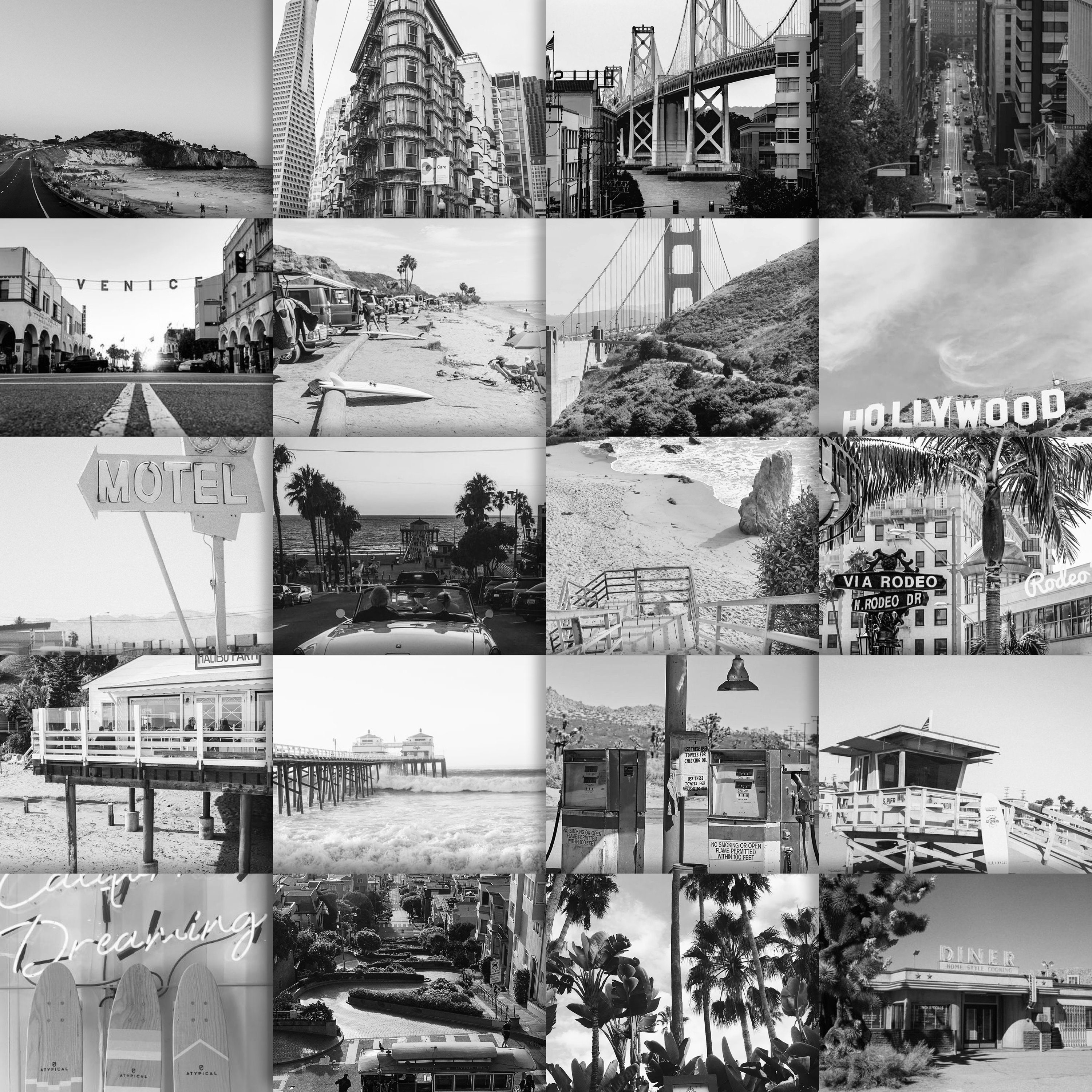 California Dreaming Wall Collage Maker Kit (46 Images Included)