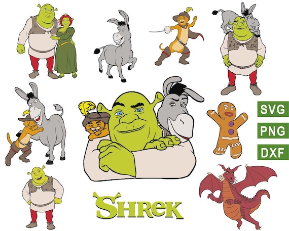 Shrek svg Ogre svg Donkey svg Cat svg catartoon Character Etsy.