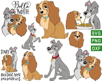 Lady and The Tramp svg, Lady tramp svg, The lady and the tramp png, Disney svg, dogs svg, Lady Cricut, Silhouette, Cut File, svg, dxf, png