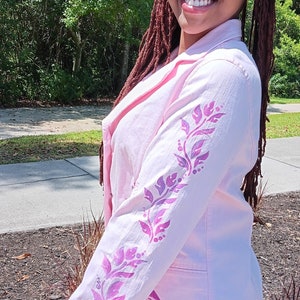 Hand Painted Light Pink Cotton Jacket-Upcycled