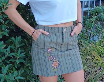 Stripped Cotton Miniskirt