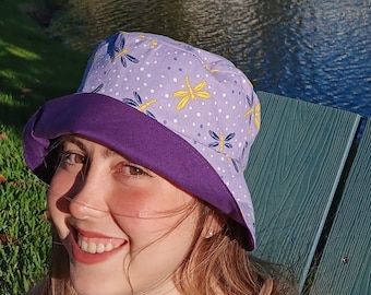 Hand Made Dragonfly Reversible Bucket Hat