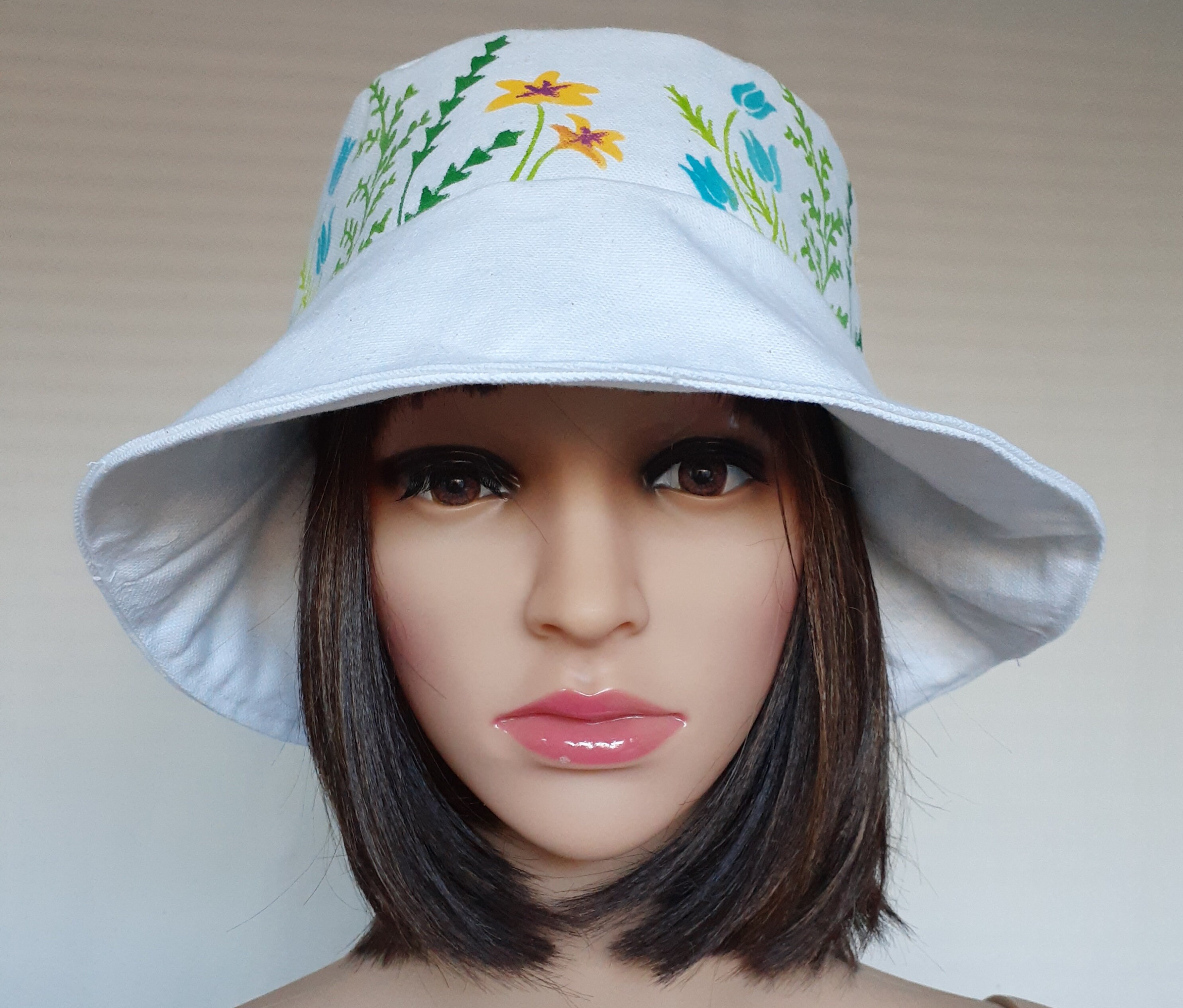 Plants White Bucket Hat Hand 