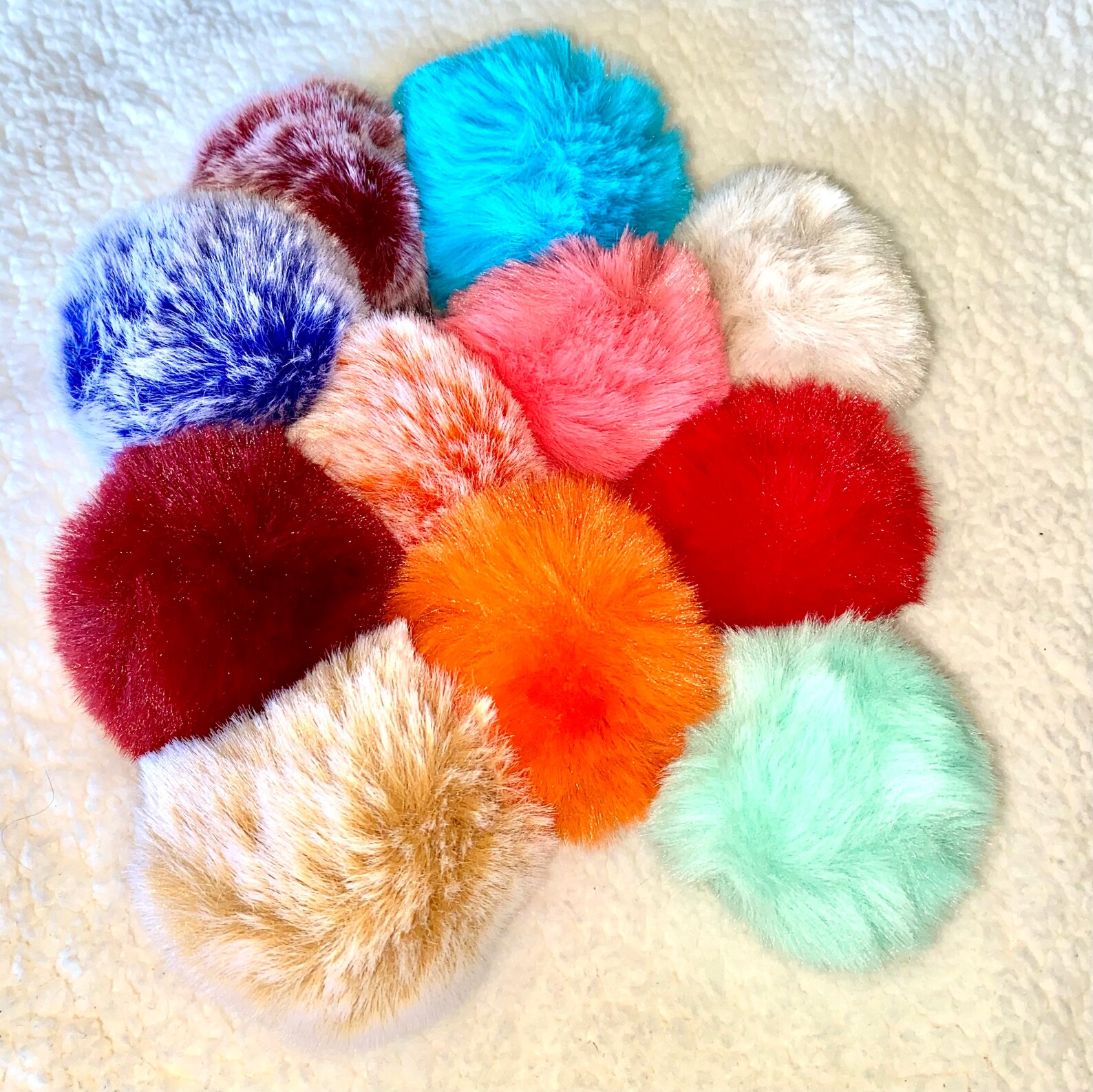 Puff Ball Keychain Pom Pom Keychain Faux fur Etsy