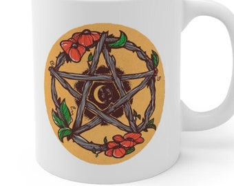 Wicca witch gift mug pentagram wicca autumn coffee mug gift for friend birthday for her him
