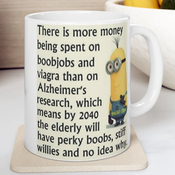 funny Minion mug boobjobs and viagra future 2040 mug gift for him her coworker for holiday