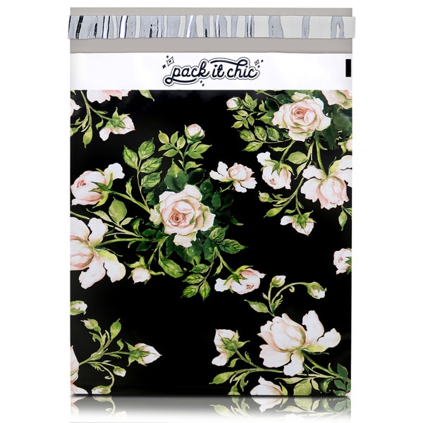 Pack It Chic - 10X13 (100 Pack) Floral Pattern Poly Mailer Envelope Plastic Custom Mailing & Shipping Bags - Self Seal