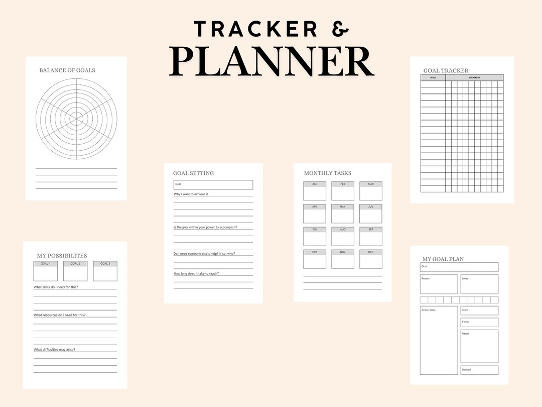 Goal Planner Bundle | 15 Printable Pages to Stay on Track, Goal Setting ...