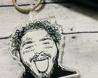 Post Malone Keychain | Posty | Key Chain | Black and White | Stay Away