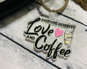 Love & Coffee Keychain | Heart Keychain | Coffee Key Chain