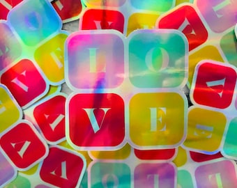 LOVE Holographic Sticker | Rainbow Sticker | Sticker for Hydroflask | Waterproof Sticker