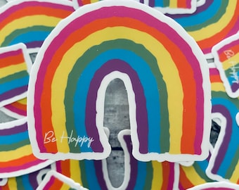 Be Happy Sticker | Rainbow Sticker | Sticker for Hydro flask | Waterproof Sticker | Happy Sticker | Pride Sticker