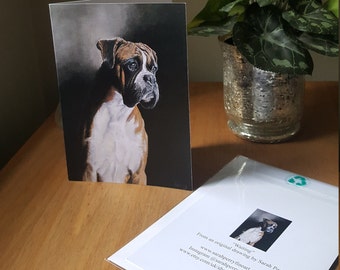 Boxer dog card, boxer dog greetings card, Boxer dog lover, brindle boxer