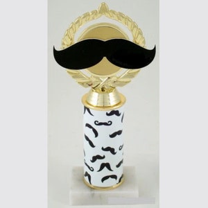 Mustache Trophy on Custom Column