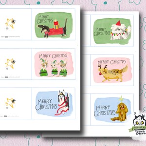 Ilustración Perros Tarjetas navideñas imprimibles, Tarjetas navideñas, Tarjetas imprimibles, Tarjetas navideñas imprimibles