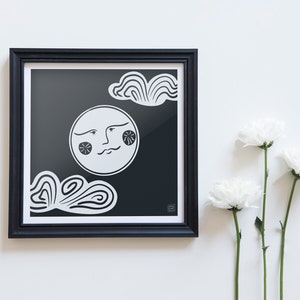 Full Moon Poster Art, Minimalist Art, Moon Print, Moon Room Art, Moon illustration, Moon Print, Moon Home Decor