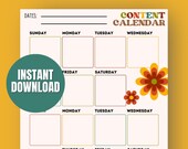 Social Media Content Calendar | Retro | Posting Schedule, Content Creator, Small Business Calendar