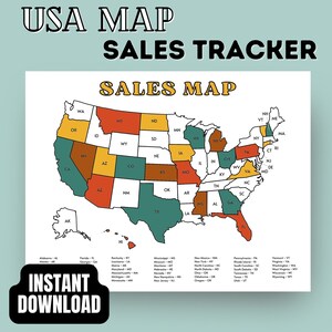 USA MAP Sales Tracker | Sofortiger Download | Business Sales tracker | Digitaldruck | Digitaler Download