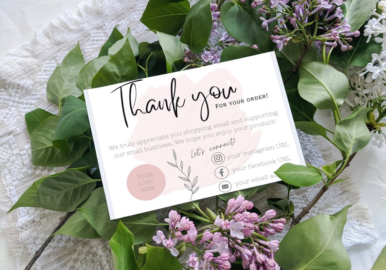 Thank You Card Business Printable Template Canva Instant Digital