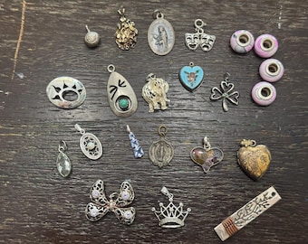 ¡Lote de dijes y medallones colgantes de plata! ¡Indios americanos, vintage y más! ¡22 piezas en total!