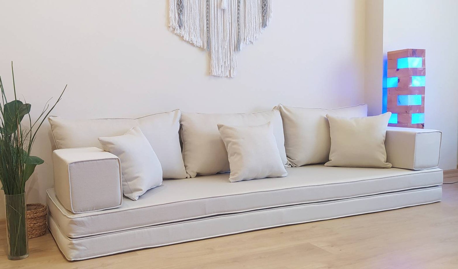 Enlarged Floor Cushion Couch 8 Ft Long Modular Boho Sofa Etsy