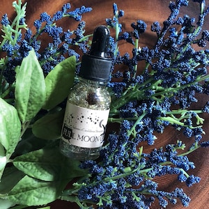 Full Moon Oil - Letting Go/Release/Manifest - Herbs/Flowers/Crystals/Glitter - Almond Oil/Essential Oil/Vitamin E Oil Blend - 15ml