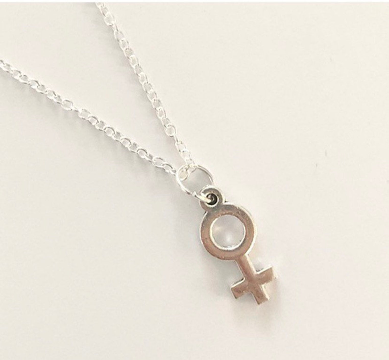 Female gender silver necklace | Etsy