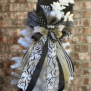 Christmas Tree Topper, Christmas Hat Topper, Hat Tree Topper, Christmas Decor, Black And White Animal Print hat tree topper