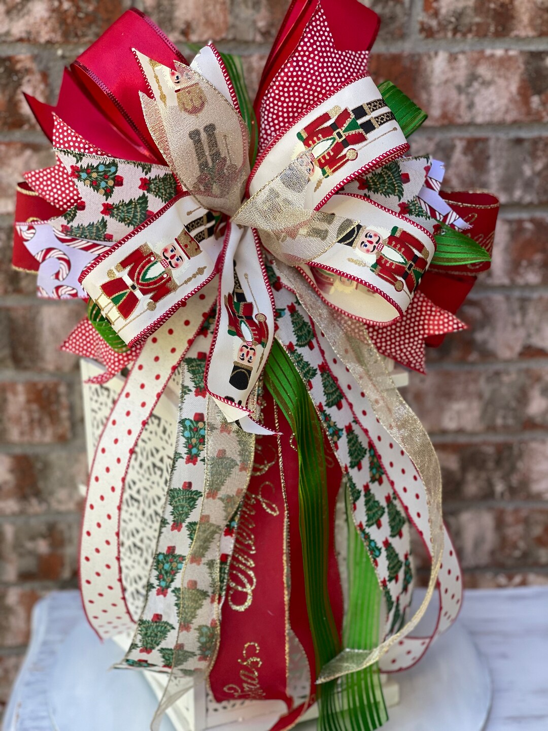 Nutcracker Christmas Tree Topper, Christmas Bow, Tree Topper, Wreath