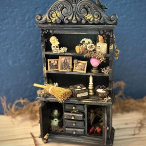 Halloween Doll House Hutch, Halloween Decor, Halloween Cabinet