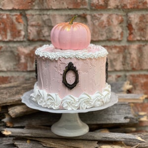 Halloween Faux Pumpkin Cake, Fake Bake, Pumpkin Cake, Fall Decor, Halloween Decor, Pink Halloween
