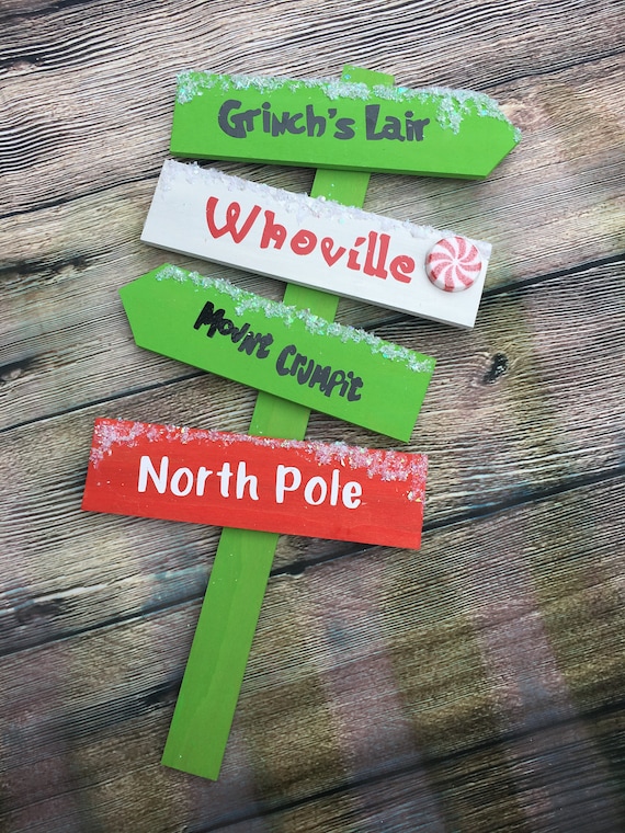Christmas Sign Post, Grinch Sign Post, Direction Sign, Santa Workshop, Sign Post, Grinch Liar Sign, Whoville sign