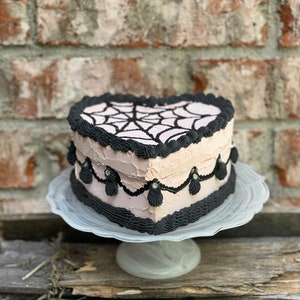 Halloween Faux Cake Box, Halloween Cake, Pink Halloween, Spiderweb Cake, Black and Pink Decor, Halloween Decor