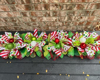 Green Monster Christmas Centerpiece, Green Monster Garland, Fireplace Decor,  Christmas Decor, Mantle Decor, Staircase Christmas Swag